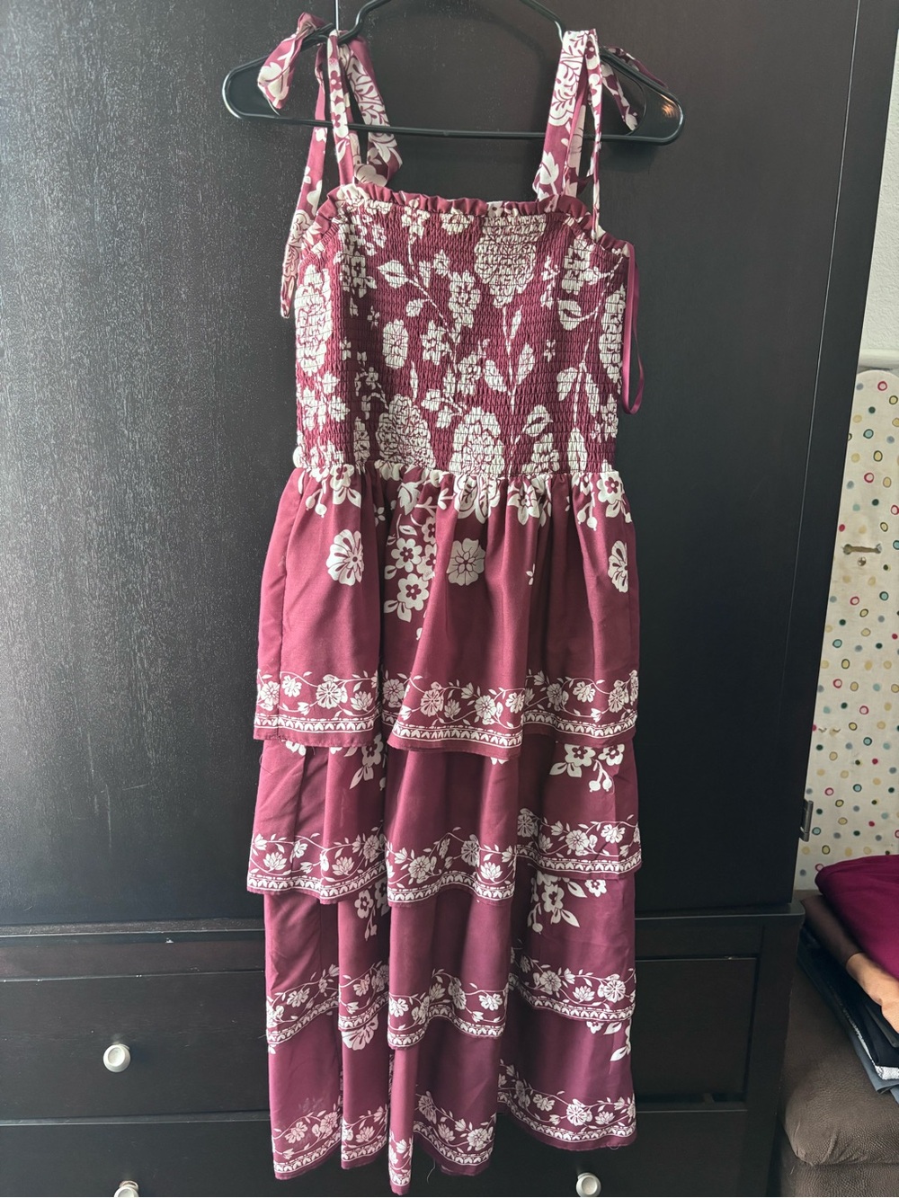 Francesca's Burgundy Smocked Tank Dress
